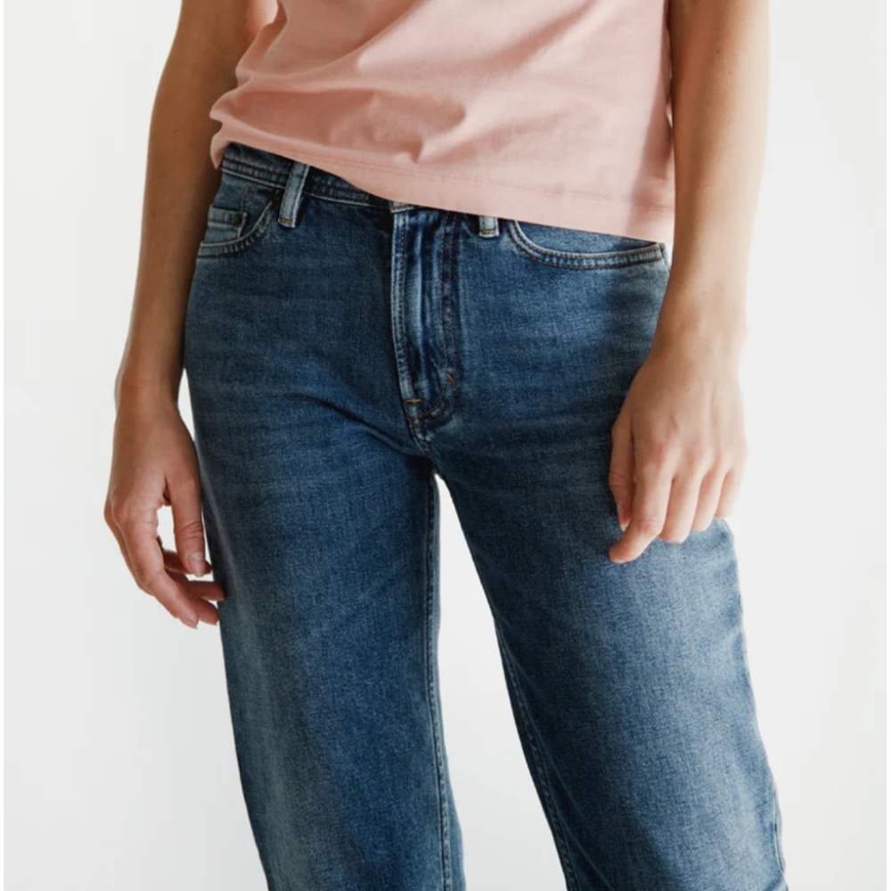 ACNE STUDIOS Mic Matt Straight Leg Distressed Denim Jeans Mid Blue 29 - Picture 2 of 11